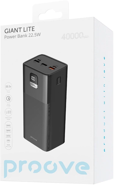 Powerbank Proove Giant Lite 40000mAh 22.5W Black (PBGI20312201) - obraz 3