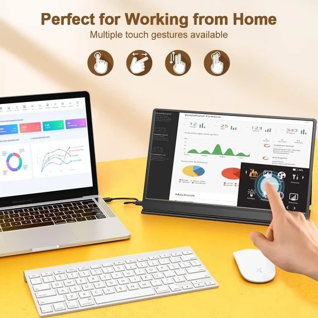 Монітор портативний сенсорний 15.6" UPERFECT Full HD IPS 60 Гц Б/В k1 - зображення 3
