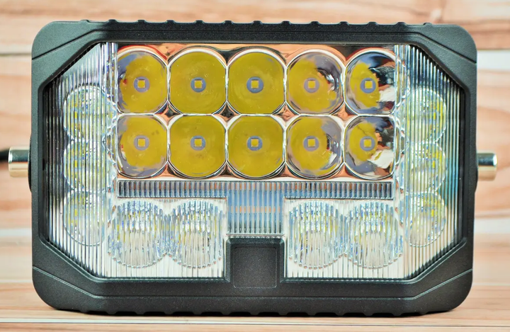 LED фара прямокутна (1шт) 96W ближній + дальній та жовтий габарит 12-24V (18x11,5x5СМ) фари на трактор МТЗ - зображення 5