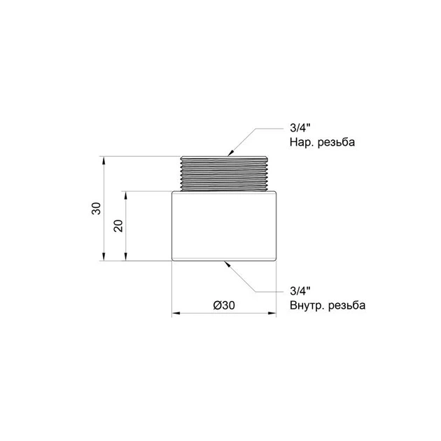 Подовжувач Thermo Alliance Standart 20х3/4" хром SD1302020 - зображення 2