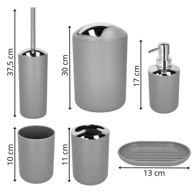 Набір аксесуарів для ванної кімнати SPRINGOS HA1112 6 в 1 сірий (5908455307352) - зображення 12