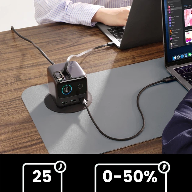 Мережевий зарядний пристрій Joyroom Podix JR-TRD01 GaN 140W Black (6956116762223) - зображення 10