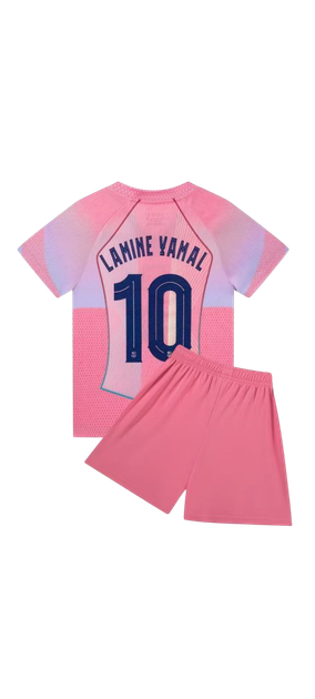 Дитяча футбольна форма «Барселона» №10 Lamine Yamal сезон 25/26, рожева 24(130-140см) - Фото 4 Дитяча футбольна форма «Барселона» №10 Lamine Yamal сезон 25/26, рожева 24(130-140см) - зображення 4