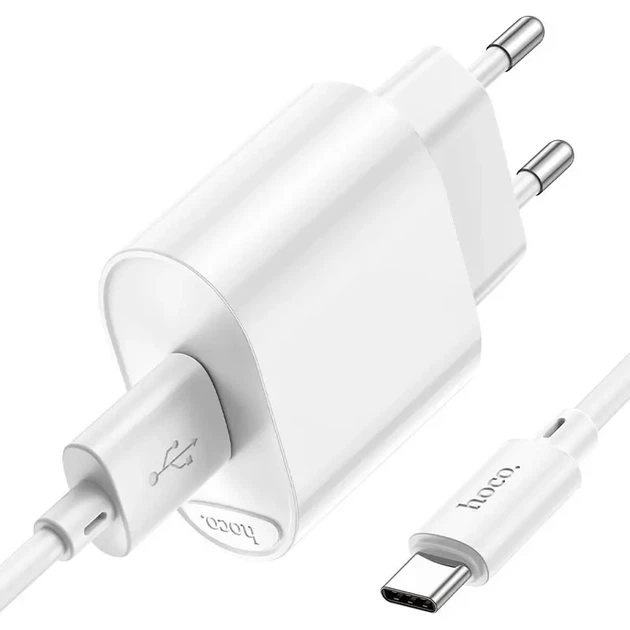 Зарядне Hoco C109A 1USB 3А QC3.0 18W кабель Type-C білий - изображение 2