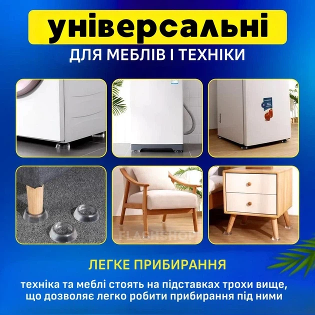 Антивибрационные силиконовые подставки для стиральной машины HOLDER PADS прозрачные (4 штуки) - изображение 3
