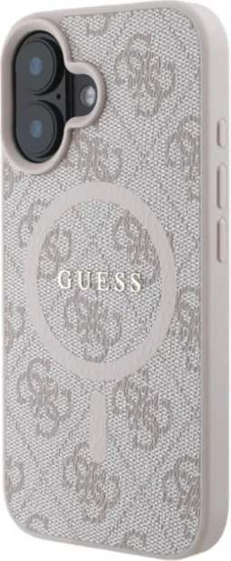 Etui plecki Guess 4G Collection Leather Metal Logo MagSafe do Apple iPhone 16 Pink (GUHMP16SG4GFRP) - obraz 4