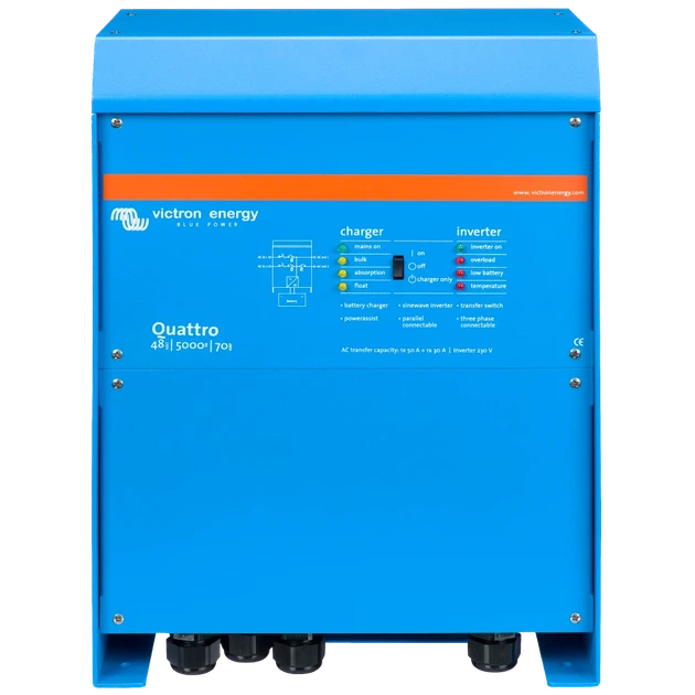 Інвертор Victron Energy Quattro 48/5000/70-100/100 однофазний чиста синусоїда - Фото 1 Інвертор Victron Energy Quattro 48/5000/70-100/100 однофазний чиста синусоїда - зображення 1