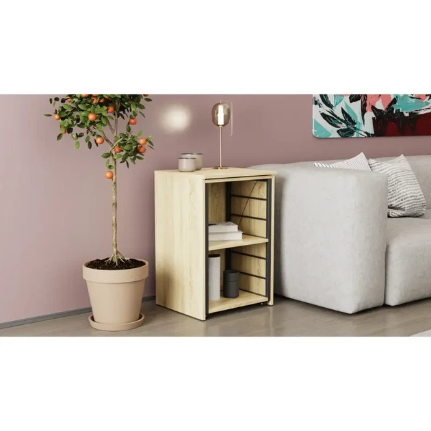 Стіл трансформер Ferrum-decor метал Чорний, ДСП Дуб сонома 16 мм, 145x50х75 см - зображення 2