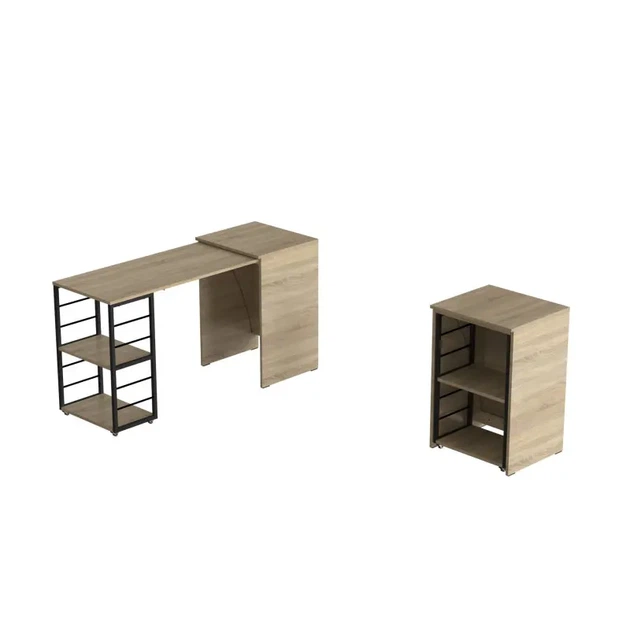 Стіл трансформер Ferrum-decor метал Чорний, ДСП Дуб сонома 16 мм, 145x50х75 см - зображення 6