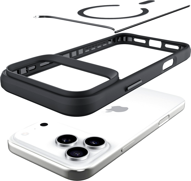 Etui plecki 3MK Satin Armor MagCase do Apple iPhone 17 Pro Max Transparent-Black (5903108665193) - obraz 4