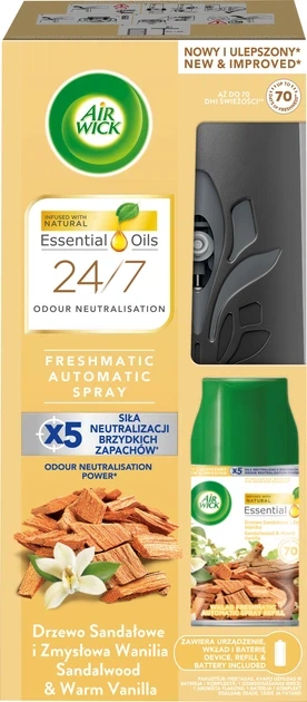 Автоматический освежитель воздуха Air Wick Freshmatic Сандаловое дерево и чувственная ваниль 250 мл - Фото 1 Автоматический освежитель воздуха Air Wick Freshmatic Сандаловое дерево и чувственная ваниль 250 мл - изображение 1