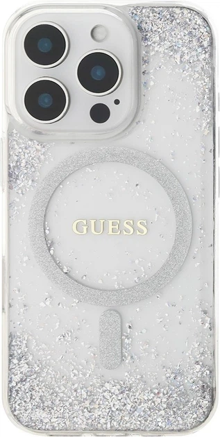 Etui plecki Guess Resin Gradient Glitter MagSafe do Apple iPhone 16 Pro Max Silver (GUHMP16XRGRGES) - obraz 2