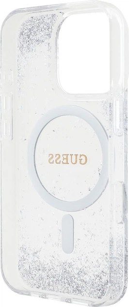 Etui plecki Guess Resin Gradient Glitter MagSafe do Apple iPhone 16 Pro Max Silver (GUHMP16XRGRGES) - obraz 7
