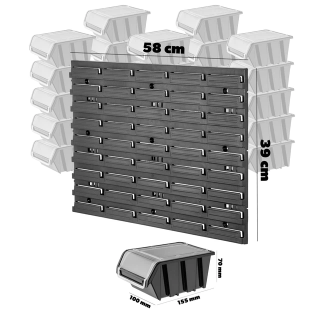 Tablica warsztatowa Kadax Lokke K7702 58 x 39 cm 25 elementów Czarna (5903699468548) - obraz 3