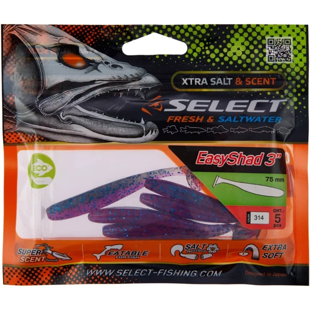 Силикон Select Easy Shad 3" #314 (5 шт/уп) - Фото 2 Силикон Select Easy Shad 3" #314 (5 шт/уп) - изображение 2