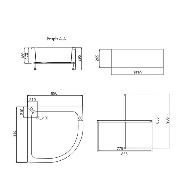 Душовий піддон Lidz KAPIELKA ST90x90x26 - изображение 2