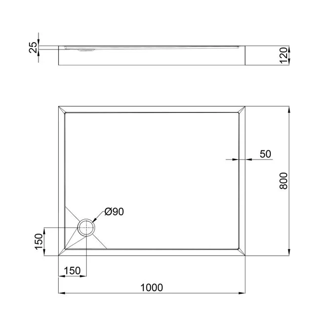 Душовий піддон Qtap Tern 301812 100x80x12 см + сифон - зображення 2