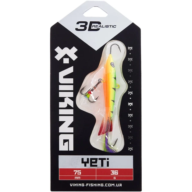 Балансир Viking Fishing Yeti Ice Jig 75mm 36.0g #4 Fire Perch - зображення 2