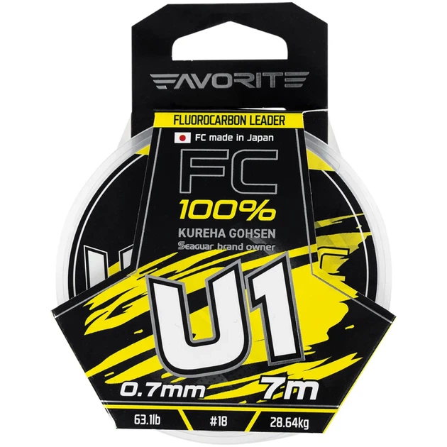 Флюорокарбон Favorite U1 FC 7m #18/0.70mm 63.1lb/28.64kg - Фото 2 Флюорокарбон Favorite U1 FC 7m #18/0.70mm 63.1lb/28.64kg - изображение 2