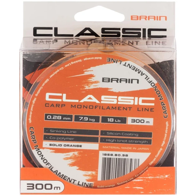 Леска Brain Classic Carp Line (solid orange) 300m 0.28mm 18lb 7.9kg - изображение 2