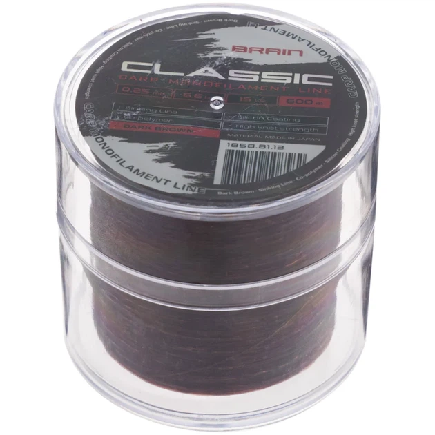 Леска Brain Classic Carp Line (dark brown) 600m 0.25mm 15lb 6.6kg - изображение 2