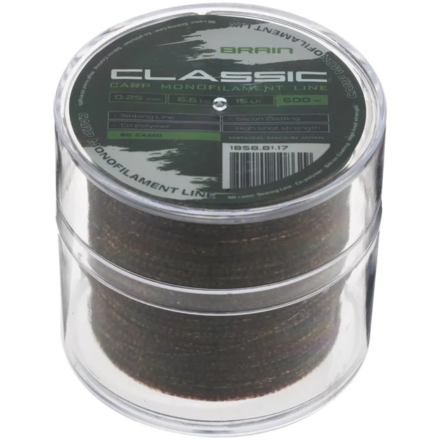 Леска Brain Classic Carp Line 3D (camo) 600m 0.25mm 15lb 6.6kg - изображение 2