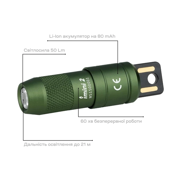 Фонарь-брелок Olight imini 2 OD Green - Фото 11 Фонарь-брелок Olight imini 2 OD Green - изображение 11