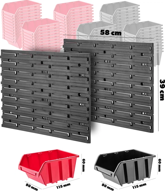 Tablica warsztatowa Kadax Lokke K7725 58 x 78 cm 70 elementów Czarno-czerwona (5903699468777) - obraz 7