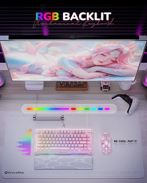 Клавиатура Беспроводная Gravastar Mercury K1 Sakura Pink Игровая