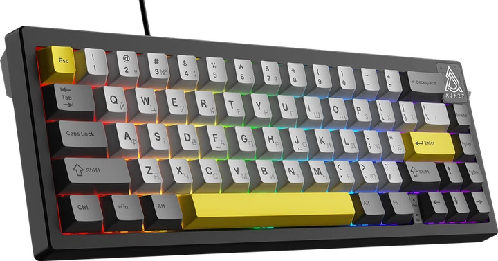 Дротова механічна клавіатура Ajazz AK650 Moon Yellow switches Gray White Yellow (AK650-MY-GWY) - Фото 3 Дротова механічна клавіатура Ajazz AK650 Moon Yellow switches Gray White Yellow (AK650-MY-GWY) - зображення 3