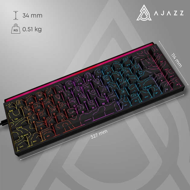 Дротова механічна клавіатура Ajazz NK68 Red switches Side Contour Black (NK68-R-S-B) - Фото 15 Дротова механічна клавіатура Ajazz NK68 Red switches Side Contour Black (NK68-R-S-B) - изображение 15