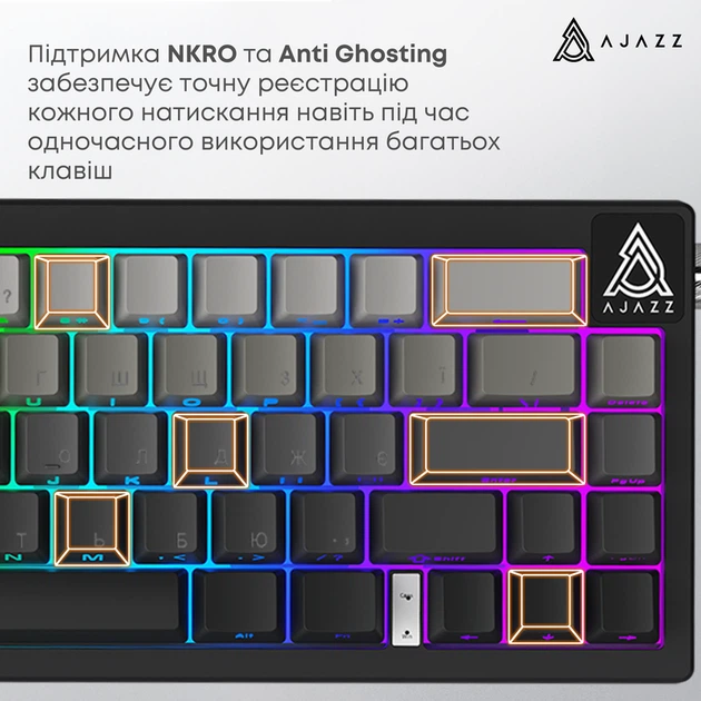Дротова механічна клавіатура Ajazz AK650 Day Dream switches Gradient Black Grey (AK650-DD-BG) - изображение 13