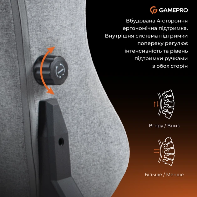 Крісло ігрове GamePro GC775G Fabric Gray - изображение 11