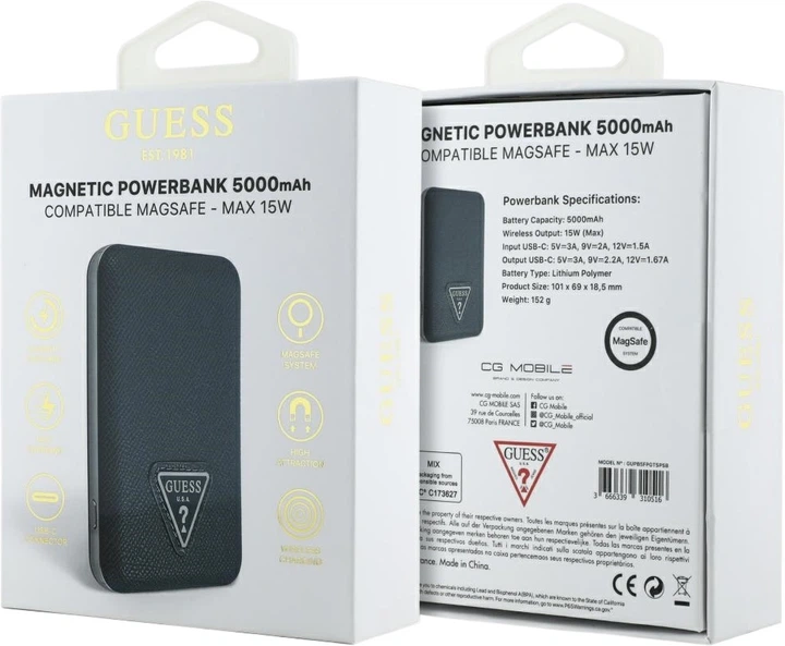 Powerbank Guess Grained Triangle USB-C MagSafe 5000 mAh 20W Blue (3666339310516) - obraz 5