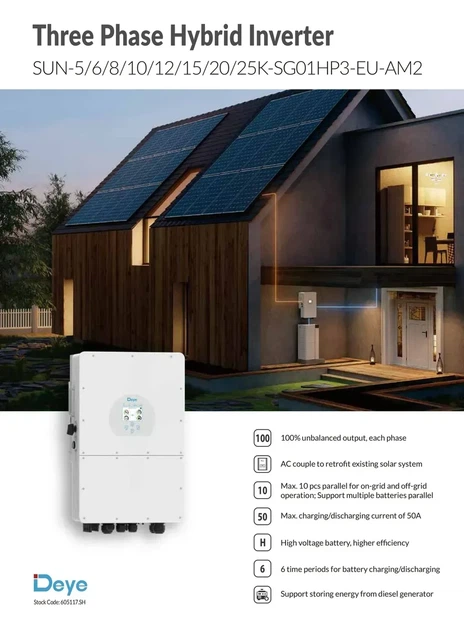 Гібридний інвертор Deye SUN-20K-SG01HP3-EU-AM2 20 кВт для високовольтних сонячних систем з MPPT контролерами - Фото 3 Гібридний інвертор Deye SUN-20K-SG01HP3-EU-AM2 20 кВт для високовольтних сонячних систем з MPPT контролерами - зображення 3