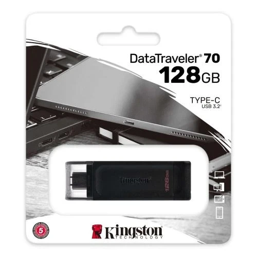 Флеш накопичувач USB 128Gb Kingston DataTraveler 70, Black, Type-C 3.2 Gen 1 (DT70/128GB) - зображення 3