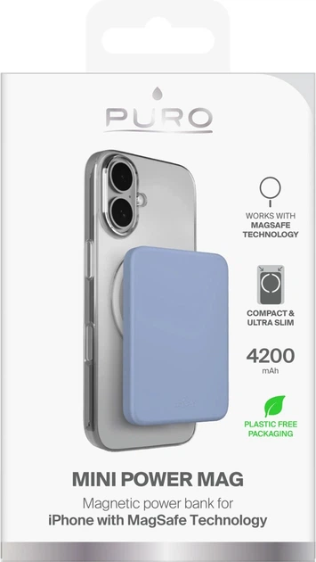 УМБ Puro Mini Power Mag 4200 mAh 15W Ice Blue (8018417528767) - зображення 2