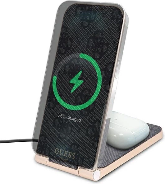 Бездротовий зарядний пристрій Guess 4G Pattern 2-in-1 MagSafe 15W Black (GUDCFAL4PEGK) - зображення 4