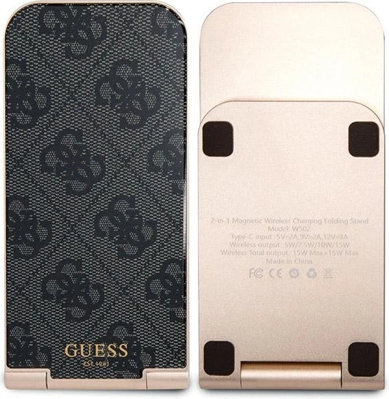 Бездротовий зарядний пристрій Guess 4G Pattern 2-in-1 MagSafe 15W Black (GUDCFAL4PEGK) - зображення 6