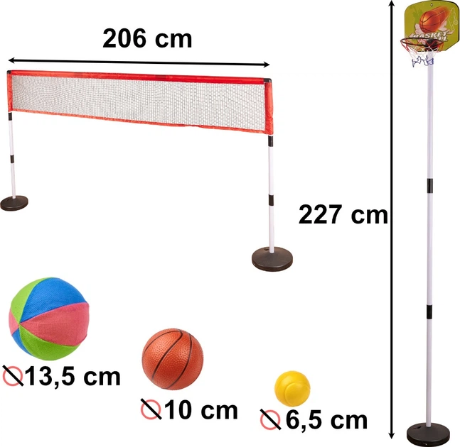 Спортивний набір KIK 5 в 1 для бадмінтону, баскетболу, волейболу, тенісу, фрісбі KX3638 (5903039753396) - зображення 6