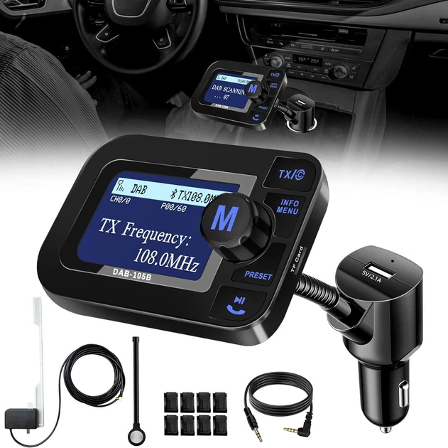 Автомобильный DAB+ адаптер DeeprBetter (Bluetooth, FM-трансмиттер), AUX/USB, Дисплей 2.3" - Фото 1 Автомобильный DAB+ адаптер DeeprBetter (Bluetooth, FM-трансмиттер), AUX/USB, Дисплей 2.3" - изображение 1