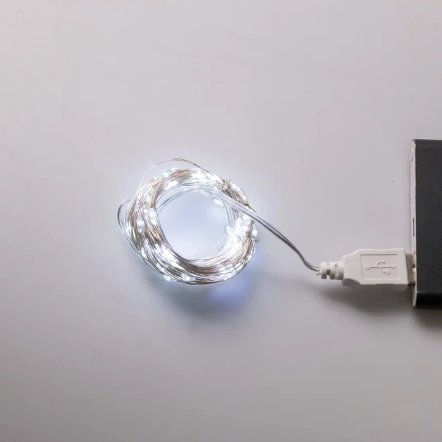 Гирлянда роса USB 10 метров 100 led Белая гирлянда капля росы белый провод - Фото 8 Гирлянда роса USB 10 метров 100 led Белая гирлянда капля росы белый провод - изображение 8