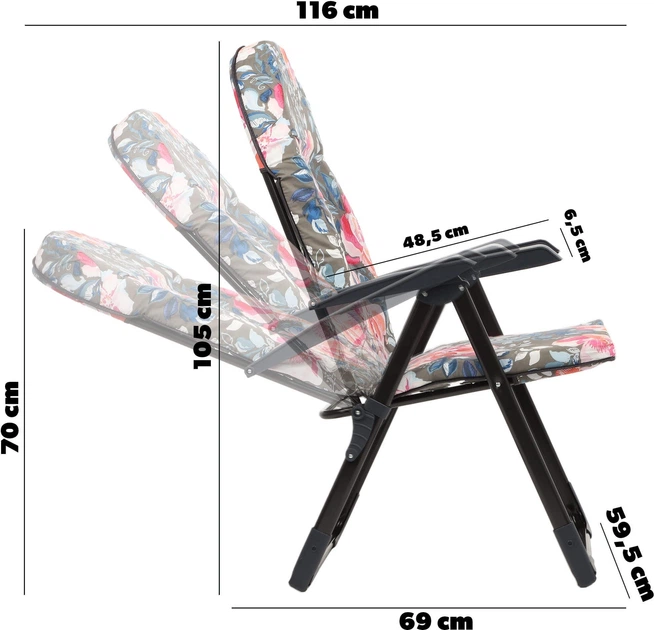Садове крісло Kadax Soller K4088 116 x 70 см Квіти (5903699431153) - зображення 5