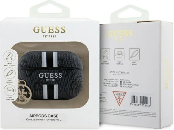 Etui Guess 4G Printed Stripes Charm do Apple AirPods Pro 2 (2022/2023) Black (GUAP2P4RPSK) - obraz 4