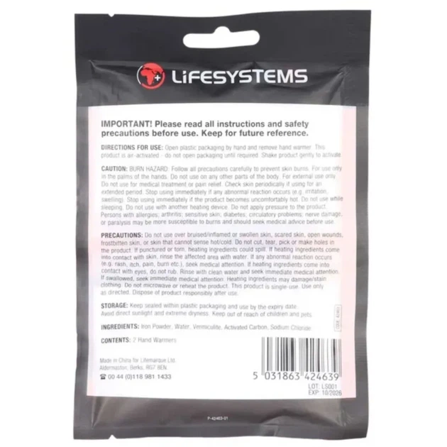 Хімічна грілка для рук Lifesystems Air Activated Hand Warmers Black (100084446) - зображення 2