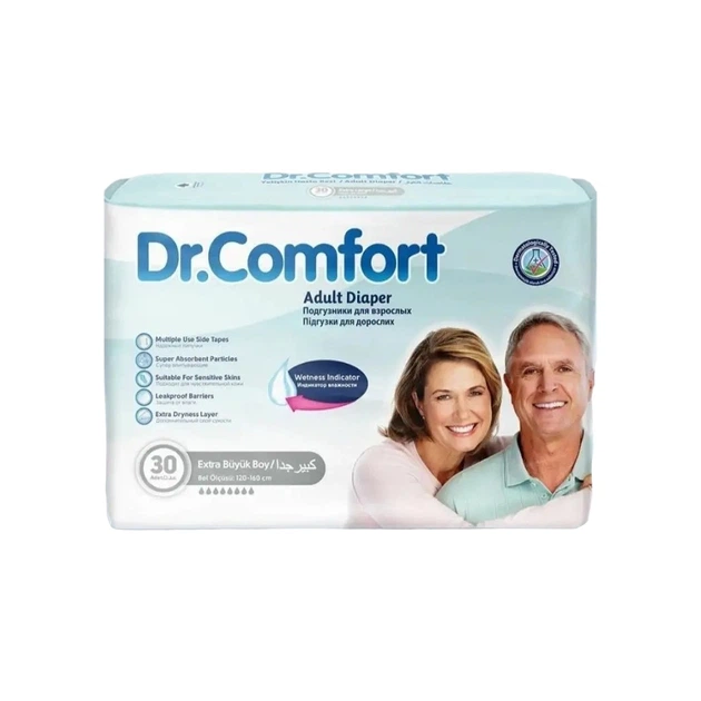 Підгузки для дорослих Dr.Comfort Extra Large 8 крапель 30 шт (8680131205028) - Фото 1 Підгузки для дорослих Dr.Comfort Extra Large 8 крапель 30 шт (8680131205028) - зображення 1