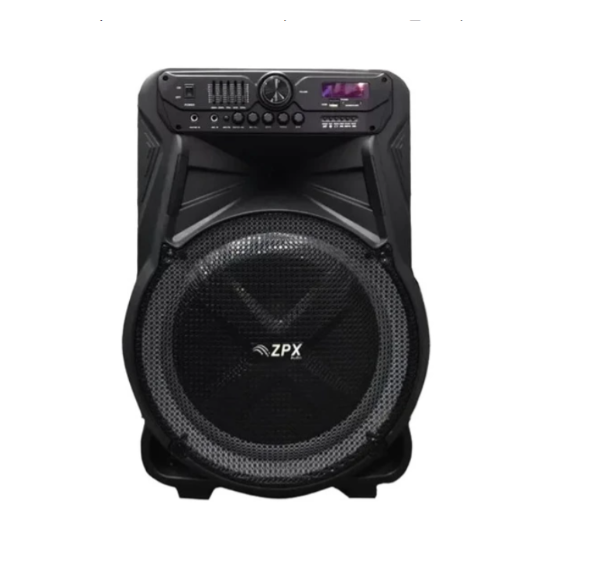 Портативна акустика ZPX-7772 350 Вт з мікрофоном, USB/FM/Bluetooth, LED-підсвітка, пульт управління на коліщатках, чорна - изображение 6