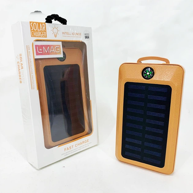 УМБ Power Bank Solar 18000 mAh мобільне зарядне з сонячною панеллю та лампою, Power Bank Charger Orange - зображення 4
