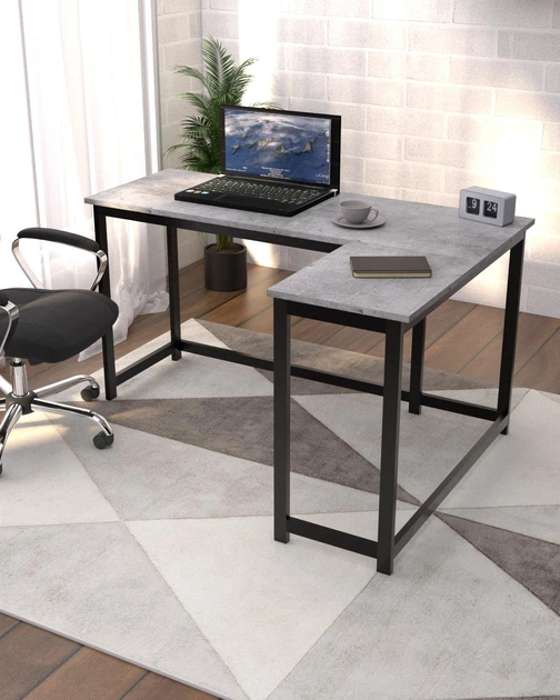 Письменный угловой стол в стиле лофт EcoLoft Контур DSP-1345-10 Бетон Миллениум - изображение 3
