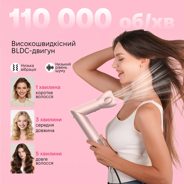 Профессиональный мультистайлер UKLISS WT-643-1 8 в 1, 1400W, 4 температурных режима, Цвет «Розовое шампанское» - Фото 3 Профессиональный мультистайлер UKLISS WT-643-1 8 в 1, 1400W, 4 температурных режима, Цвет «Розовое шампанское» - изображение 3